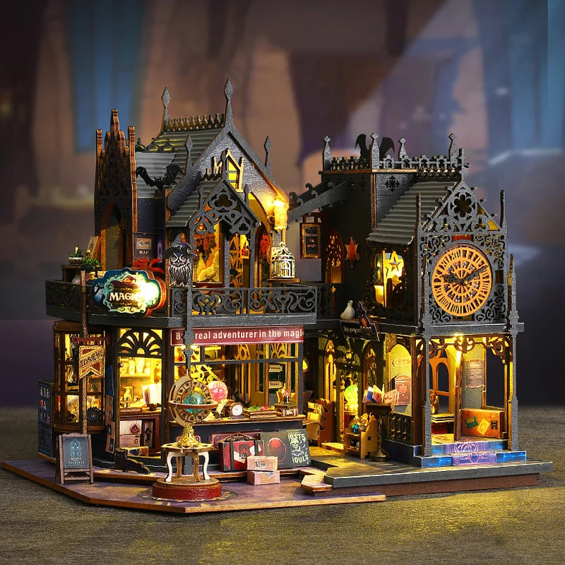 DIY 3D Wooden Puzzle Mini Doll House Assembly Building Model Room Bedroom Decoration With Furniture Lighting Dollhouse Xmas Gift