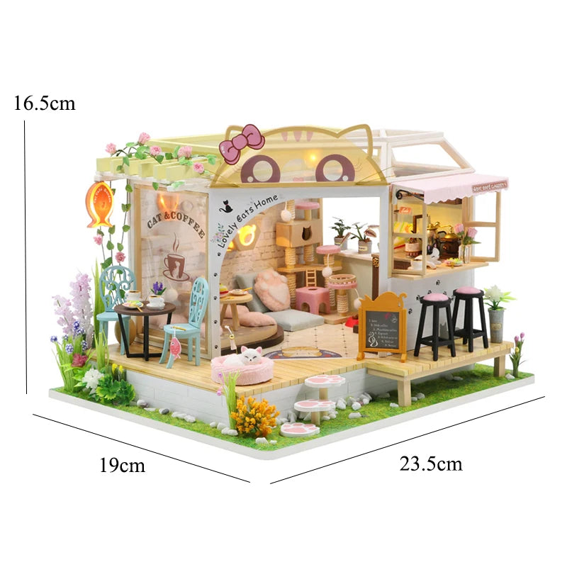 DIY 3D Wooden Puzzle Mini Doll House Assembly Building Model Room Bedroom Decoration With Furniture Lighting Dollhouse Xmas Gift