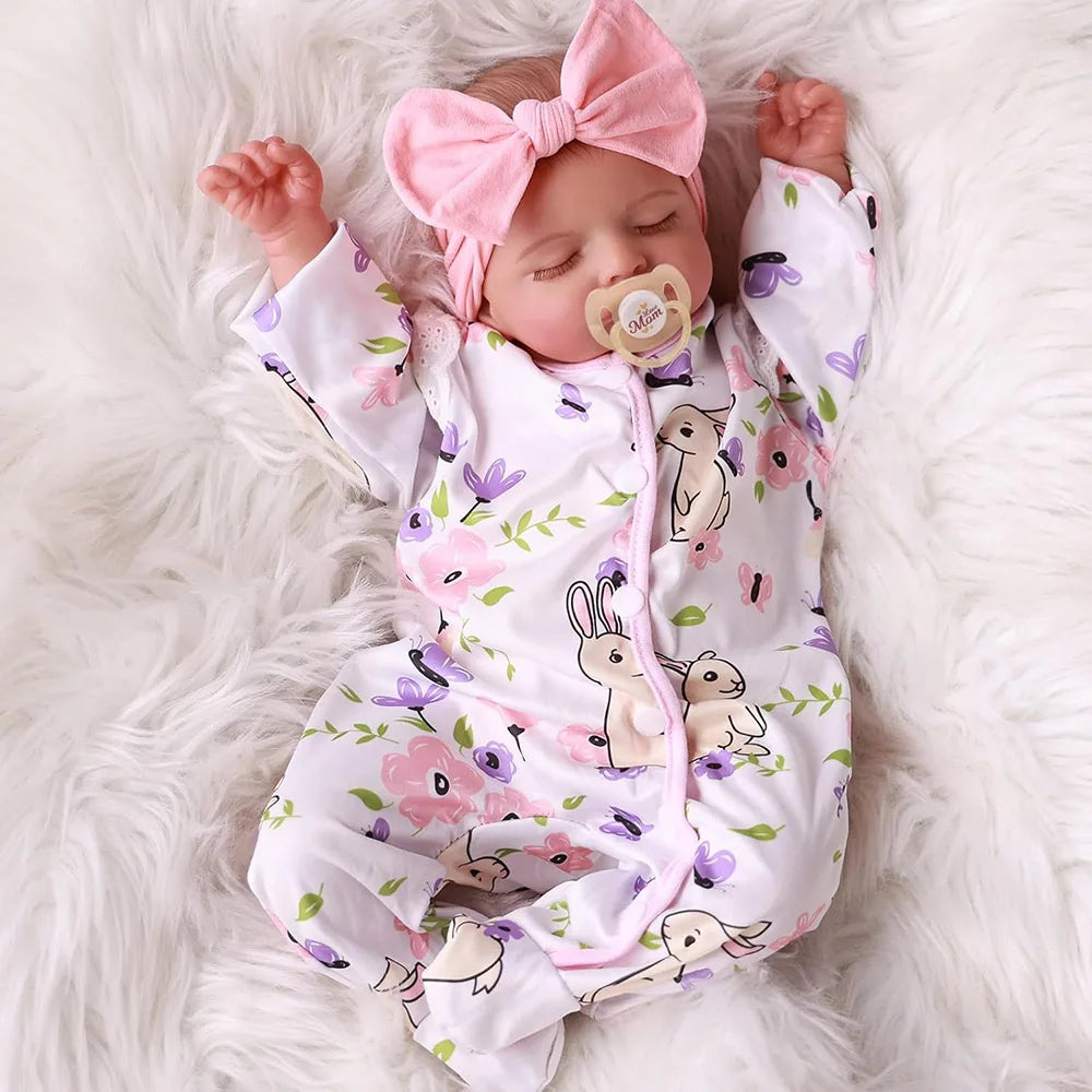 Reborn Baby Doll Like Real Silicone Vinyl Bebe Girls Realistic Sleeping Newborn Lifelike Finished Dolls with Accessories Gifts