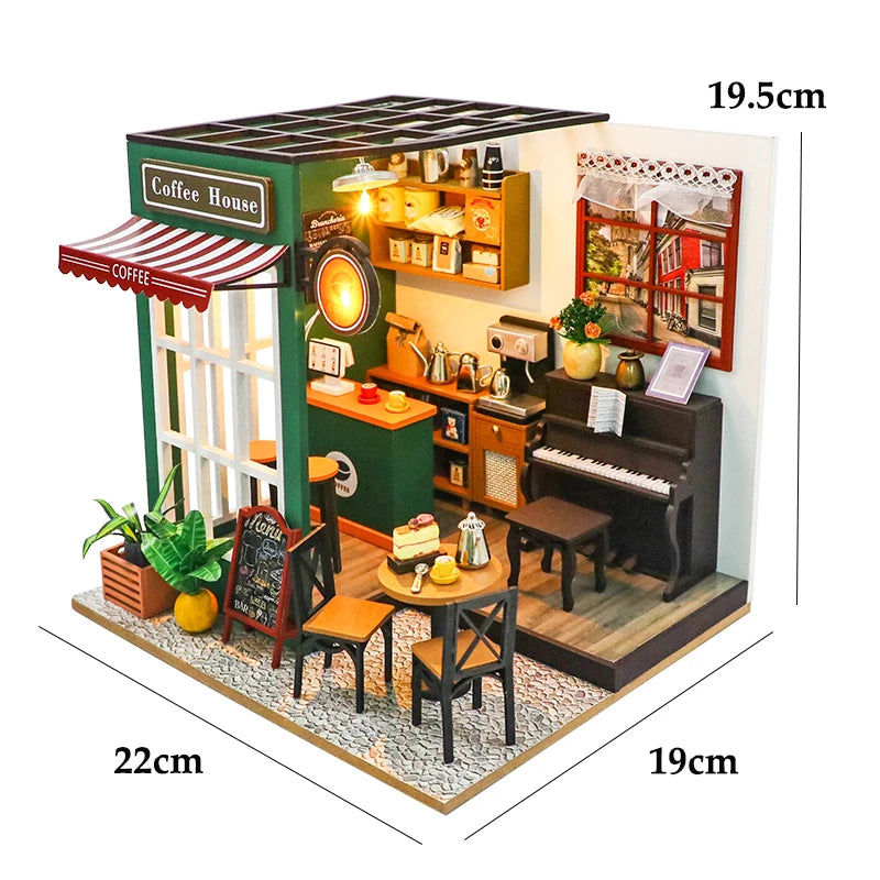 DIY 3D Wooden Puzzle Mini Doll House Assembly Building Model Room Bedroom Decoration With Furniture Lighting Dollhouse Xmas Gift