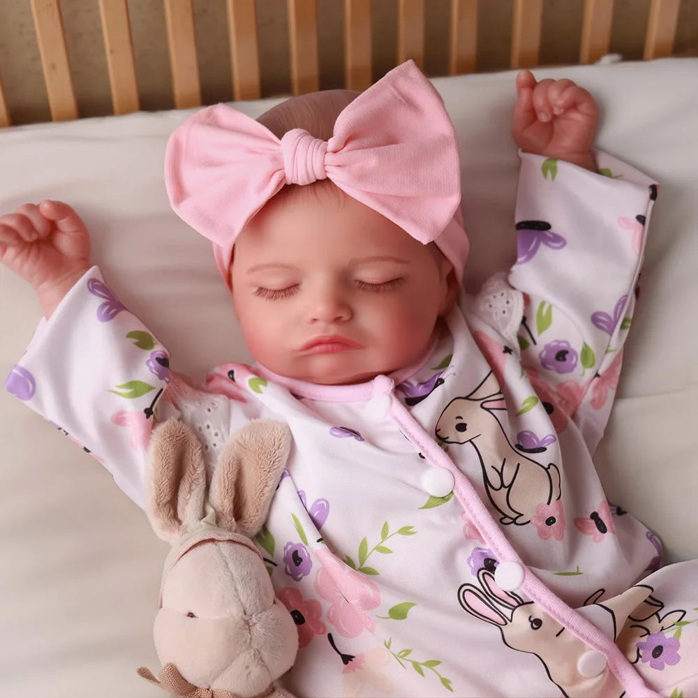 Reborn Baby Doll Like Real Silicone Vinyl Bebe Girls Realistic Sleeping Newborn Lifelike Finished Dolls with Accessories Gifts