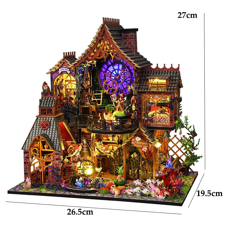 DIY 3D Wooden Puzzle Mini Doll House Assembly Building Model Room Bedroom Decoration With Furniture Lighting Dollhouse Xmas Gift