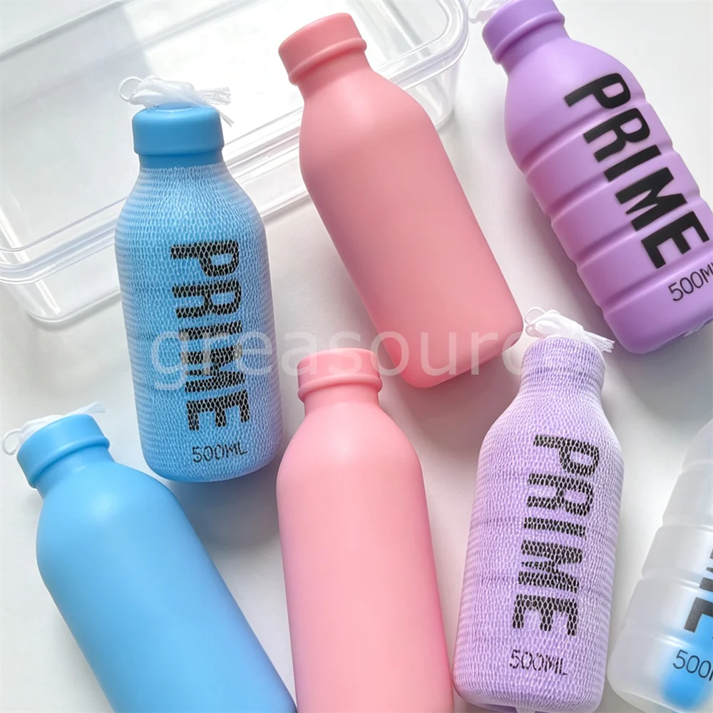 500ml Prime Drink Bottle Shaped Slow Rebound Pu Drawstring Mesh Aesthetic Desktop Ornament Beverage Shop Window Display Gift Fun