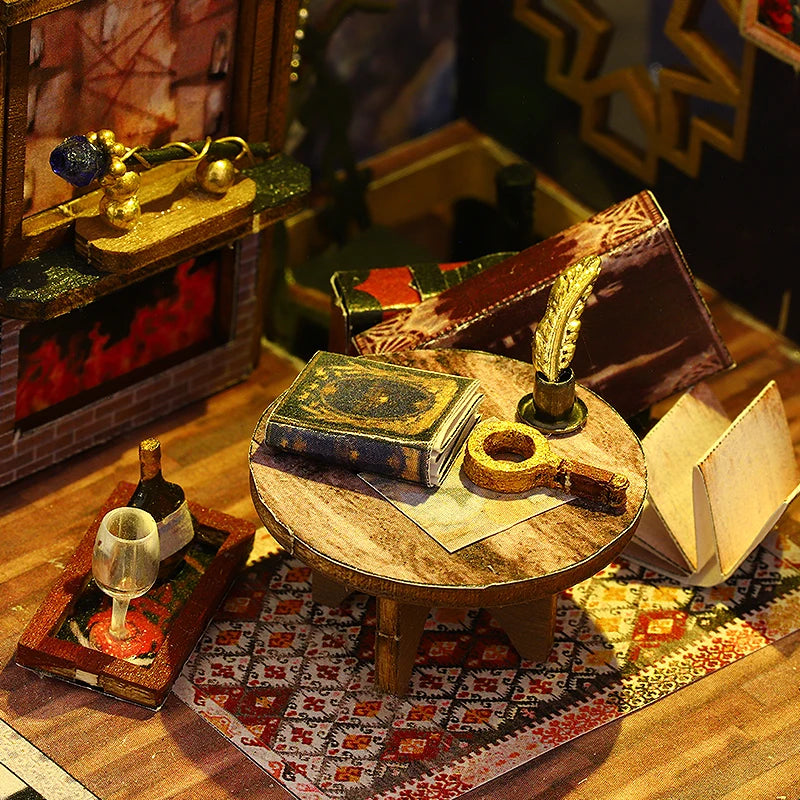 DIY 3D Wooden Puzzle Mini Doll House Assembly Building Model Room Bedroom Decoration With Furniture Lighting Dollhouse Xmas Gift