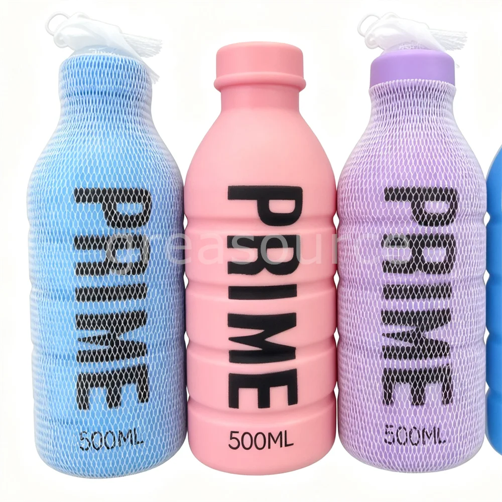 500ml Prime Drink Bottle Shaped Slow Rebound Pu Drawstring Mesh Aesthetic Desktop Ornament Beverage Shop Window Display Gift Fun