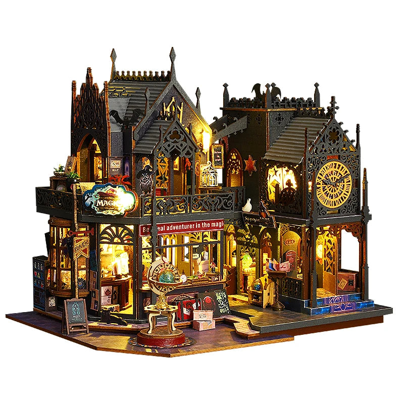 DIY 3D Wooden Puzzle Mini Doll House Assembly Building Model Room Bedroom Decoration With Furniture Lighting Dollhouse Xmas Gift
