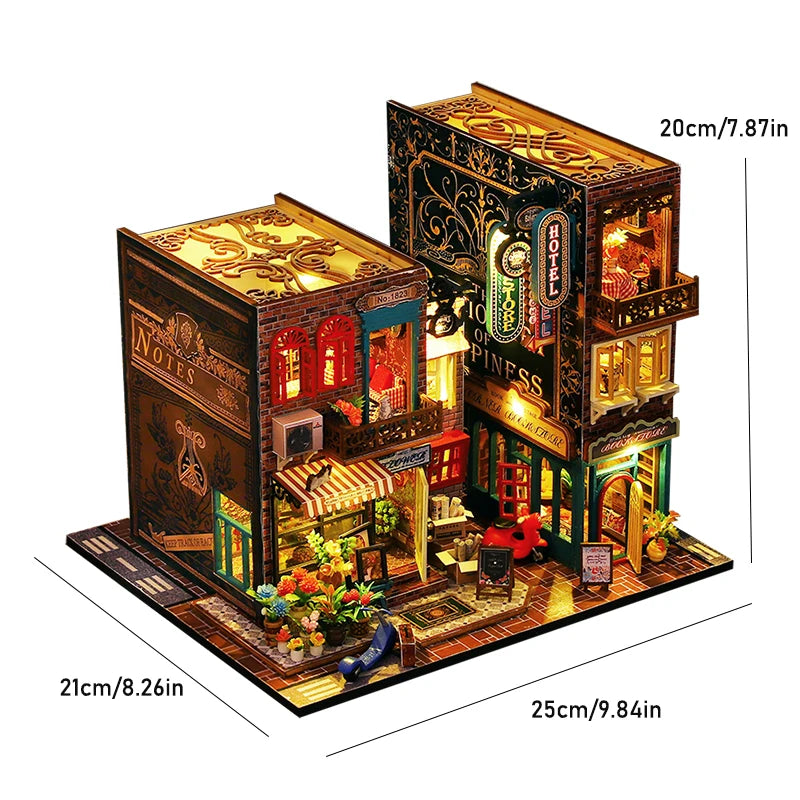 DIY 3D Wooden Puzzle Mini Doll House Assembly Building Model Room Bedroom Decoration With Furniture Lighting Dollhouse Xmas Gift