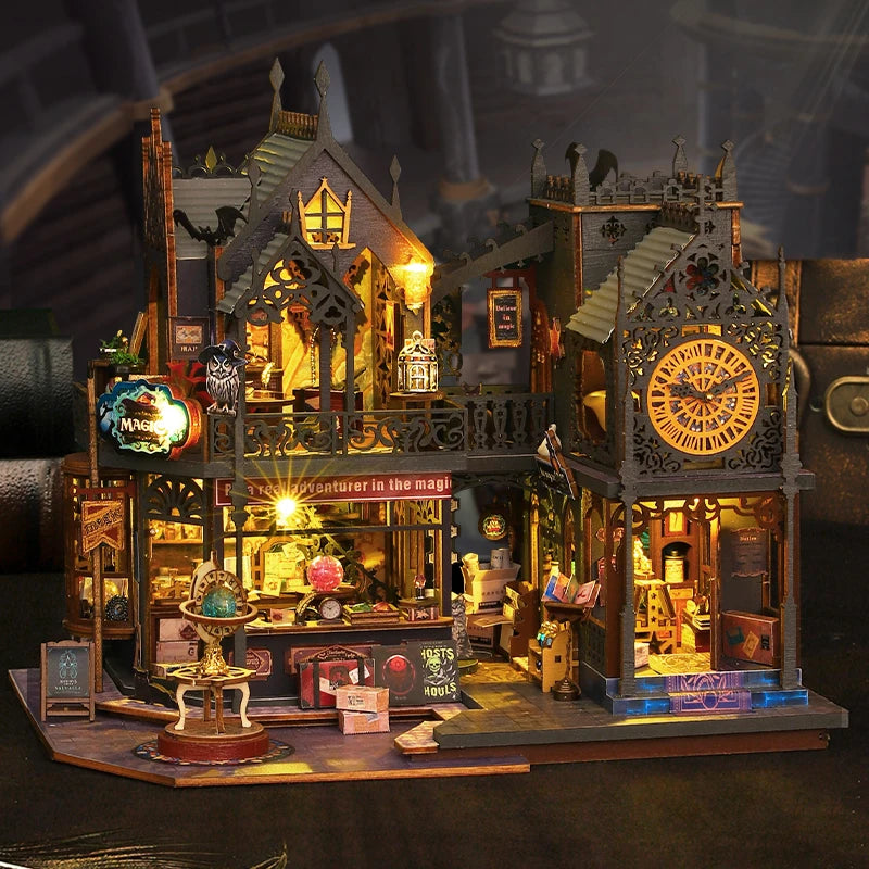 DIY 3D Wooden Puzzle Mini Doll House Assembly Building Model Room Bedroom Decoration With Furniture Lighting Dollhouse Xmas Gift