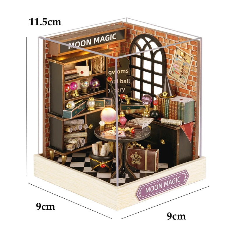 DIY 3D Wooden Puzzle Mini Doll House Assembly Building Model Room Bedroom Decoration With Furniture Lighting Dollhouse Xmas Gift