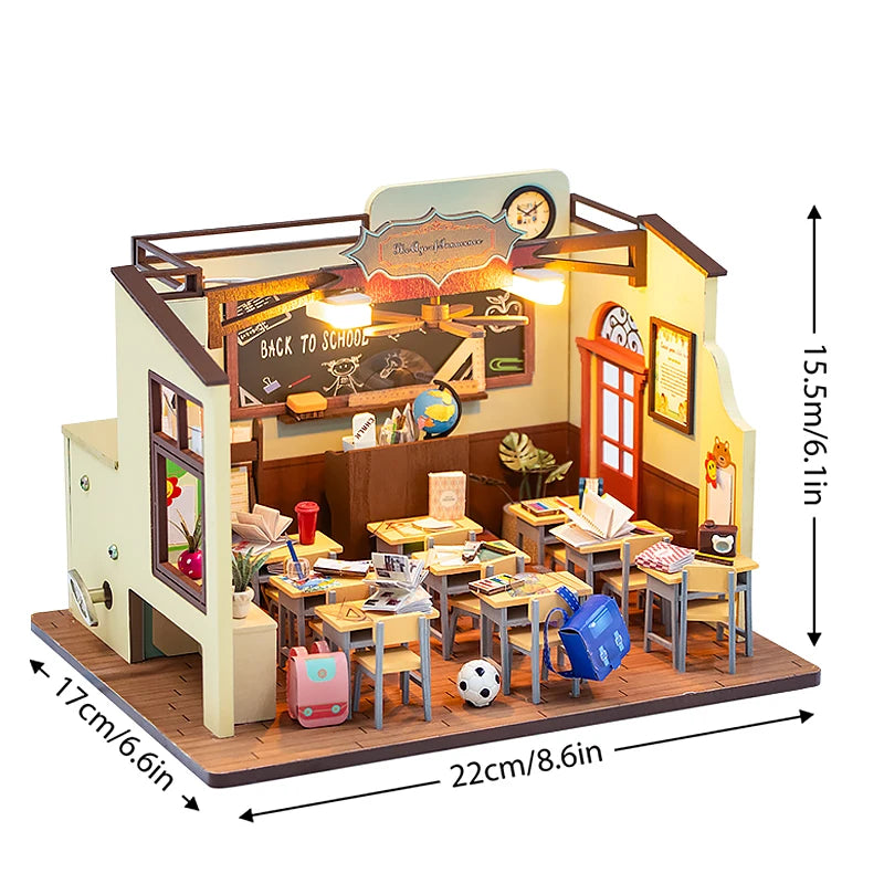 DIY 3D Wooden Puzzle Mini Doll House Assembly Building Model Room Bedroom Decoration With Furniture Lighting Dollhouse Xmas Gift