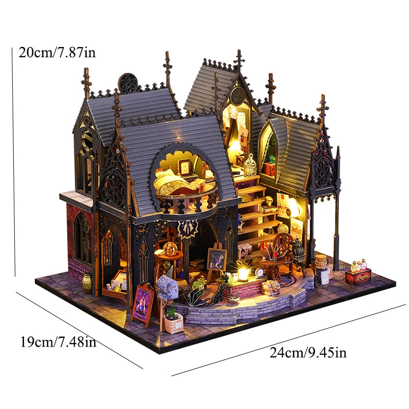 DIY 3D Wooden Puzzle Mini Doll House Assembly Building Model Room Bedroom Decoration With Furniture Lighting Dollhouse Xmas Gift